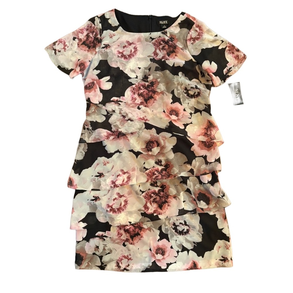 SLNY Floral Tired Ruffle Dress New With Tags